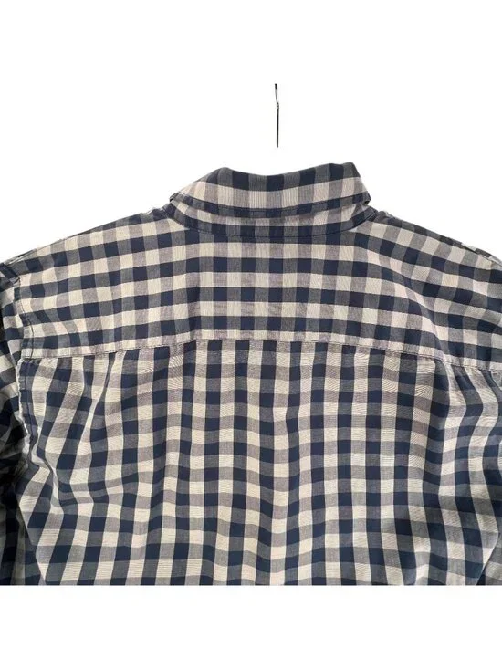 Abercrombie & Fitch Blue White Gingham Shirt Check Button Up Stretch M Mens - Picture 4 of 15